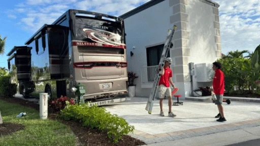 Full RV detail at a luxury motorcoach resort